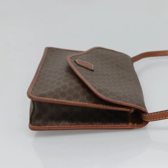 CELINE Macadam Canvas Shoulder Bag PVC Leather Brown Gold - Picture 4 of 15